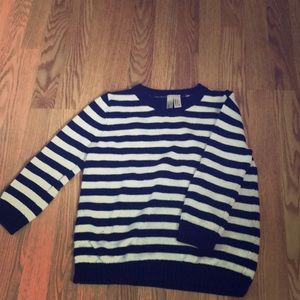 Black and white striped cardigan short sleeved3/4
